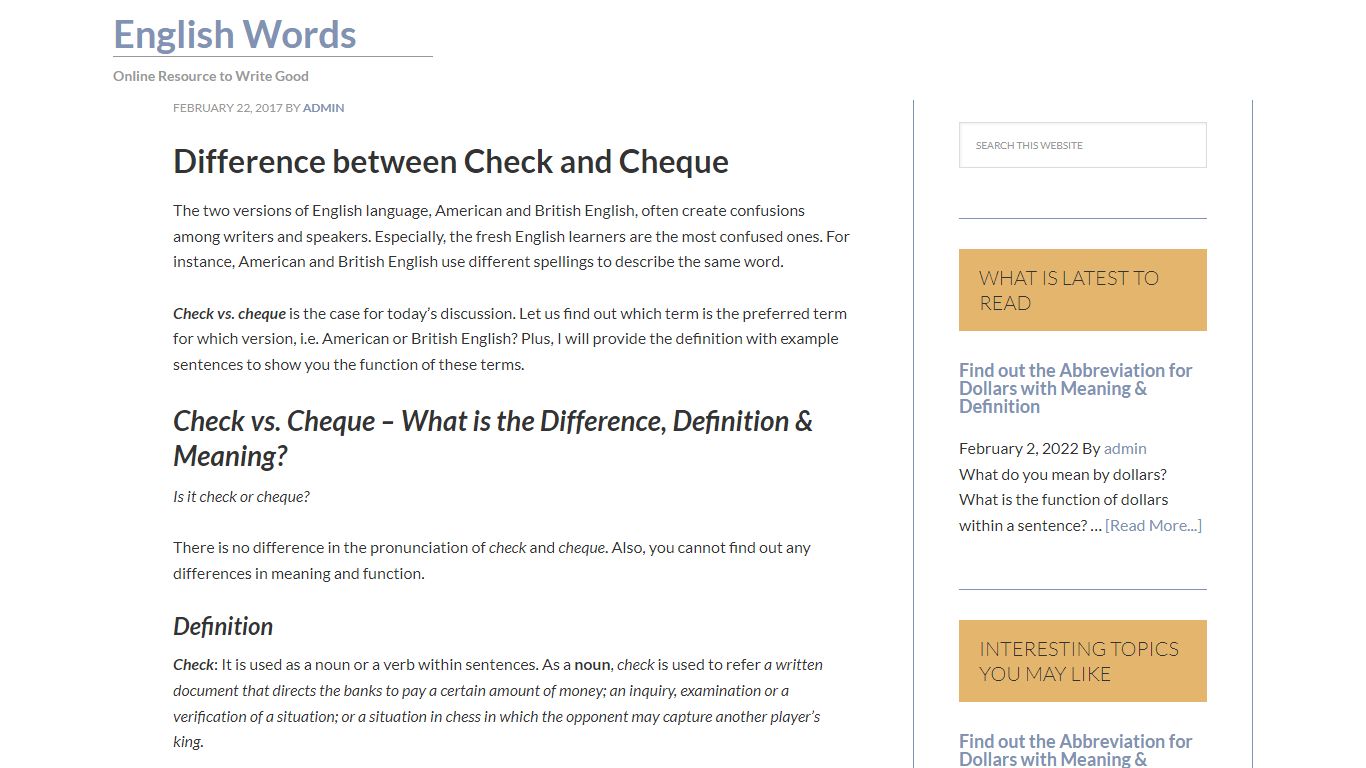 Check vs. Cheque - What is the Difference, Definition & Meaning?